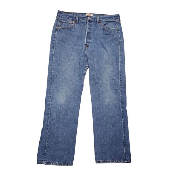 Levis 501 Jeans Mens 40 Straight Leg Button Fly Blue WPL-423 - Picture 1 of 13